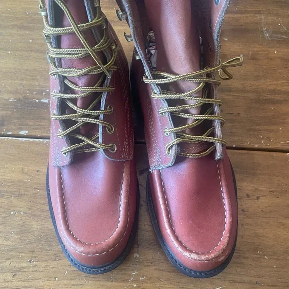 Vintage Wearmaster Sears USA Motorcycle Indy Biker Work Boots Brown Leather 11